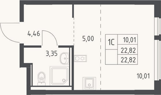 Планировка: Студия, 22,8 м²