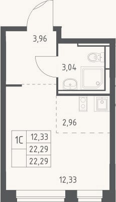 Планировка: Студия, 22,3 м²