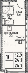 Планировка: Студия, 24,1 м²