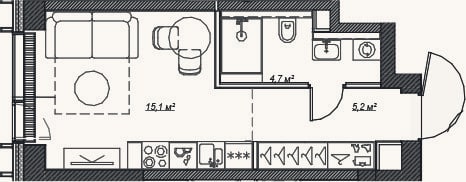 Планировка: Студия, 25 м²