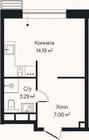 Планировка: Студия, 24,5 м²