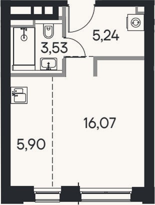 Планировка: Студия, 30,7 м²