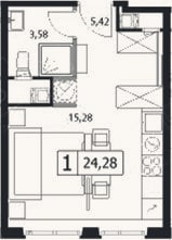 Планировка: Студия, 24,3 м²