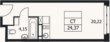 Планировка: Студия, 24,4 м²