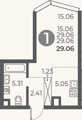 Планировка: Студия, 29,1 м²
