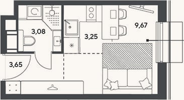 Планировка: Студия, 19,7 м²