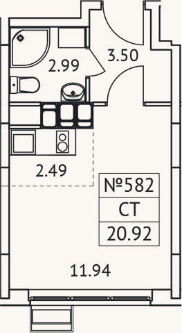 Планировка: Студия, 20,9 м²