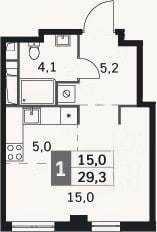 Планировка: Студия, 29,3 м²