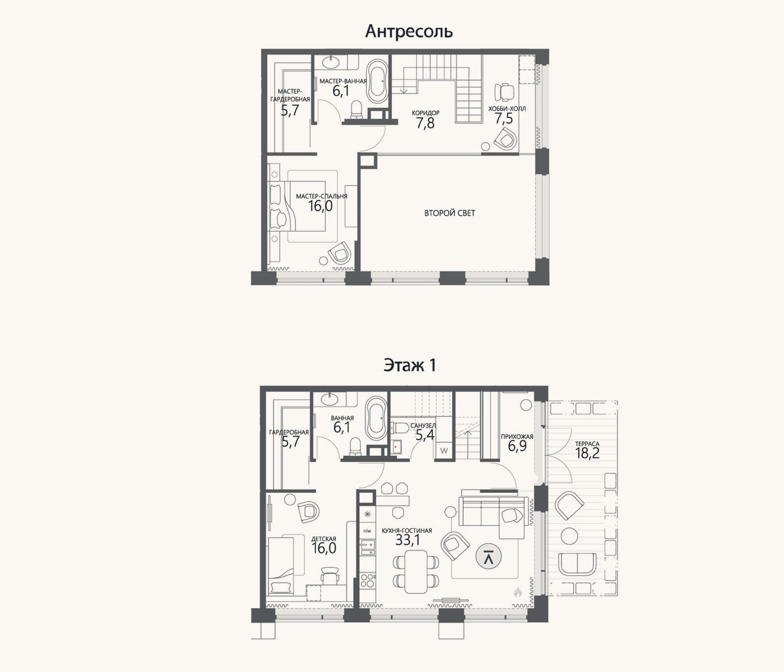 Планировка: 3-к, 118,6 м²
