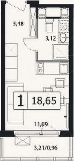 Планировка: Студия, 17,7 м²