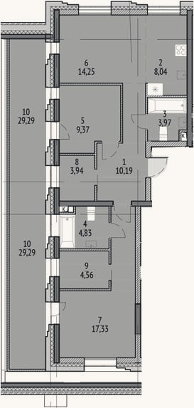 Планировка: 3-к, 76,5 м²