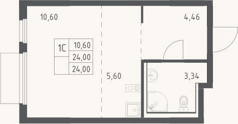 Планировка: Студия, 24 м²