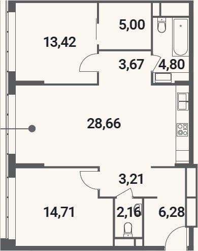 Планировка: 3-к, 81,9 м²