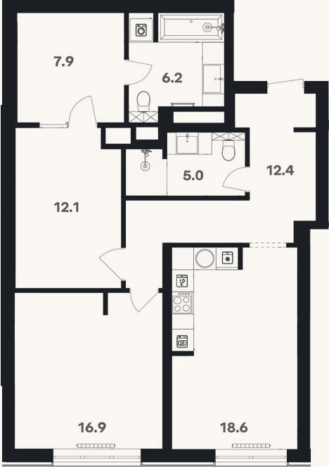 Планировка: Своб. план., 80,5 м²