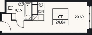Планировка: Студия, 24,8 м²
