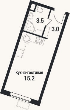 Планировка: Студия, 21,5 м²