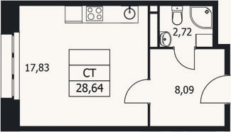 Планировка: Студия, 28,6 м²