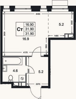 Планировка: Студия, 31,9 м²