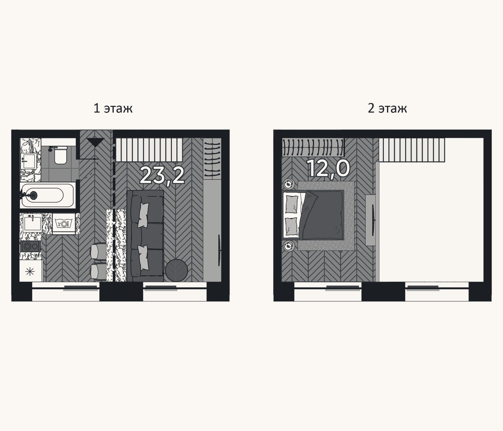 Планировка: 1-к, 32,5 м²