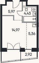 Планировка: Студия, 30,7 м²