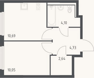 Планировка: 1-к, 32,2 м²
