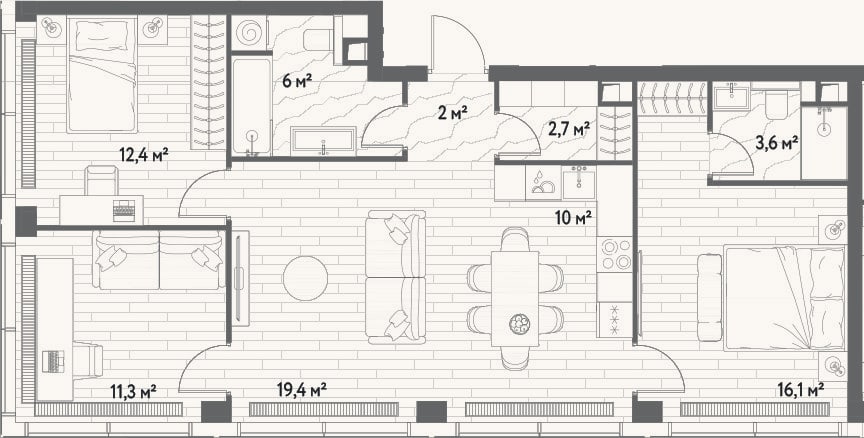 Планировка: 4+ к, 83,5 м²