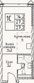 Планировка: Студия, 27,2 м²