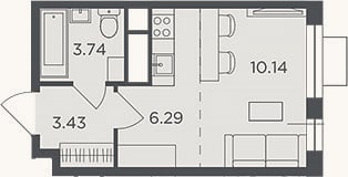 Планировка: Студия, 23,6 м²