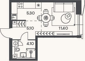 Планировка: Студия, 25,9 м²