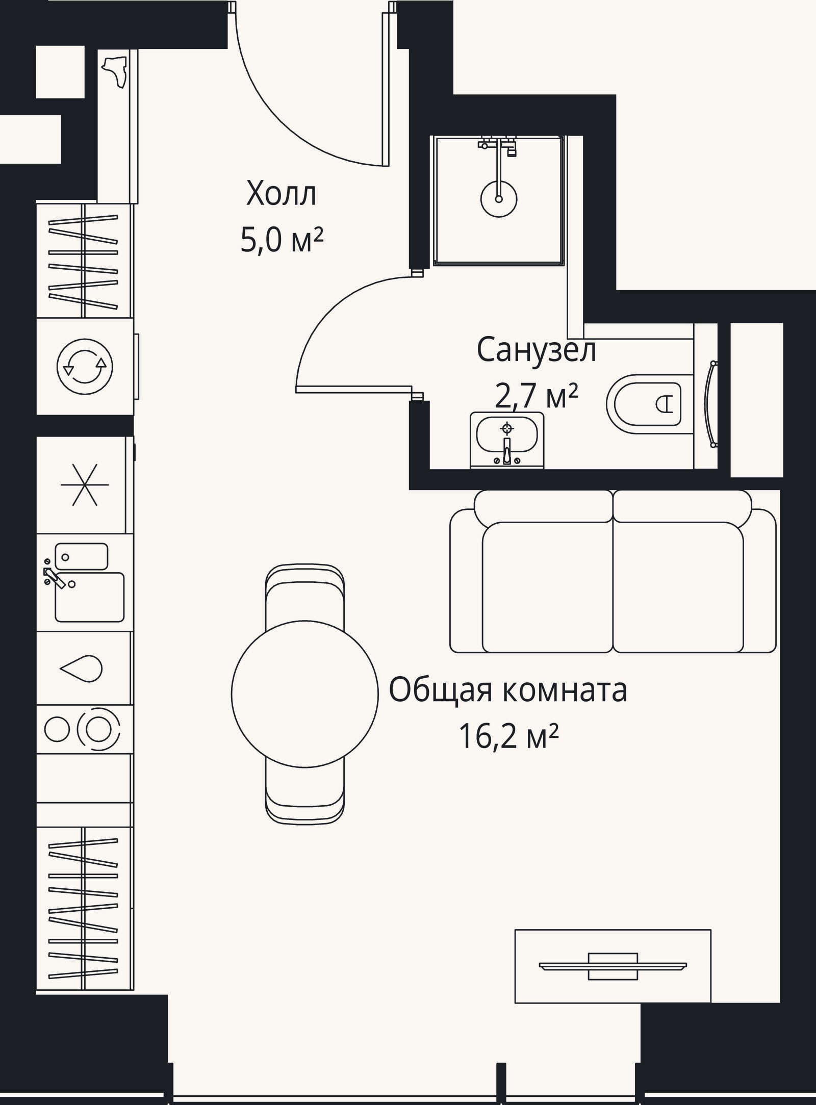 Планировка: Студия, 23,9 м²