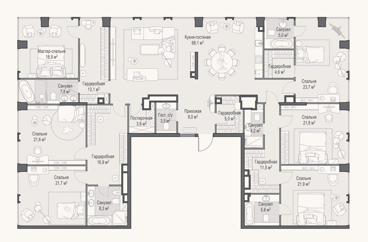 Планировка: 4+ к, 293,3 м²