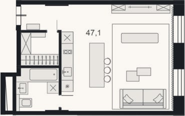 Планировка: Студия, 47,1 м²