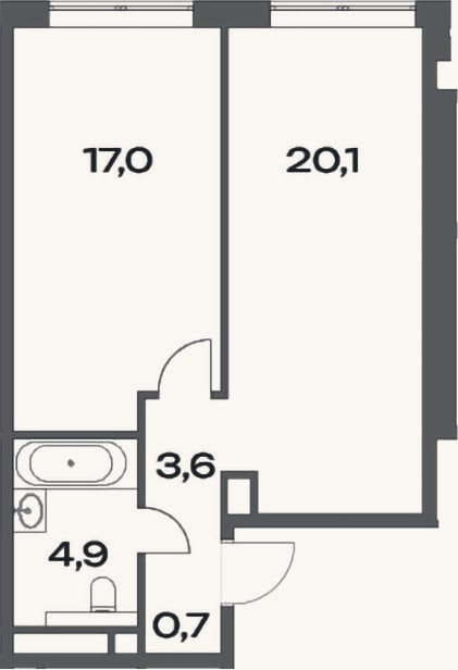 Планировка: 2-к, 46,3 м²