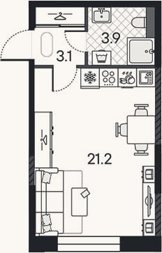 Планировка: Студия, 28,2 м²