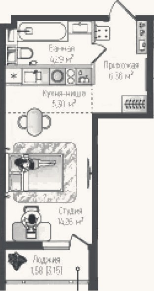 Планировка: Студия, 30,2 м²