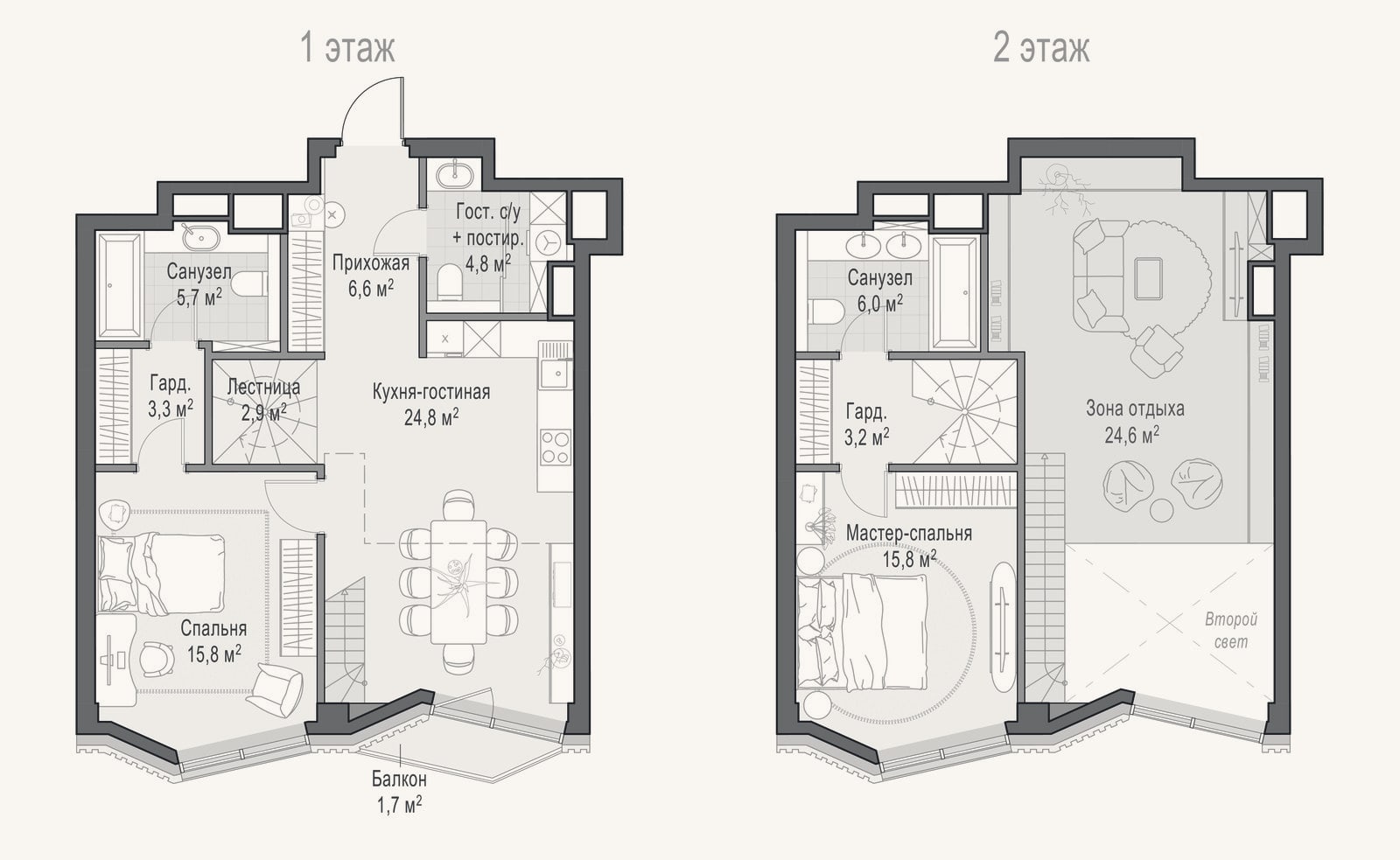 Планировка: 3-к, 89,6 м²