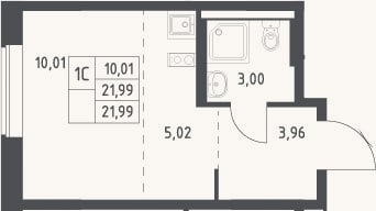 Планировка: Студия, 22 м²