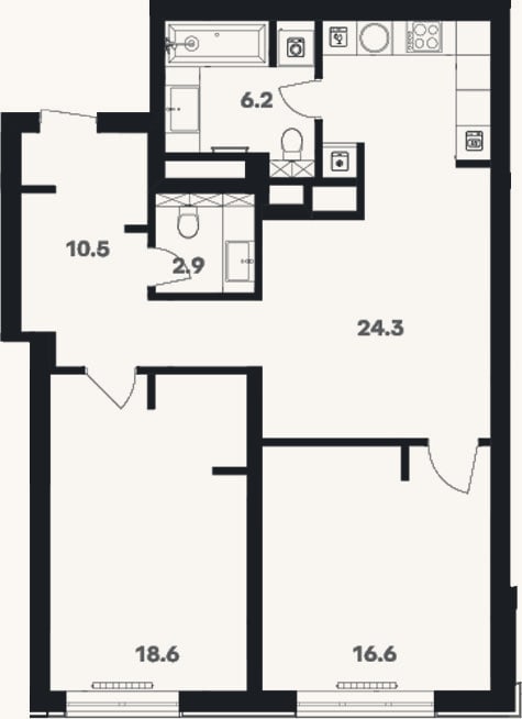 Планировка: Своб. план., 80,8 м²