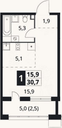 Планировка: Студия, 28,2 м²