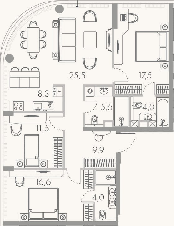 Планировка: 4+ к, 105,2 м²