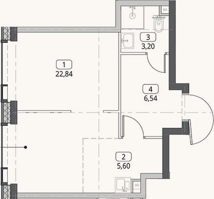 Планировка: Студия, 38,2 м²