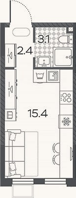 Планировка: Студия, 20,9 м²
