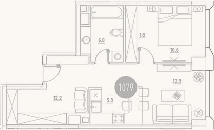 Планировка: 2-к, 48,8 м²