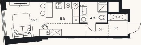 Планировка: Студия, 30,6 м²
