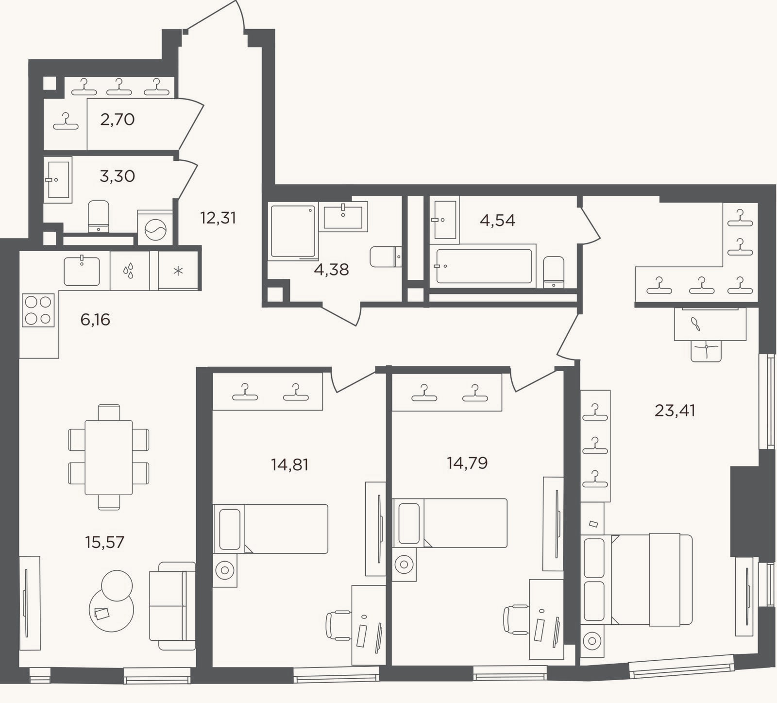 Планировка: 4+ к, 102 м²