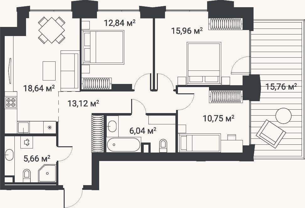 Планировка: 4+ к, 80,5 м²