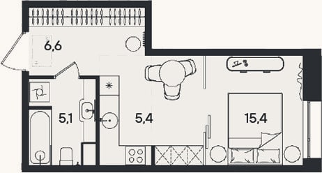 Планировка: Студия, 32,5 м²