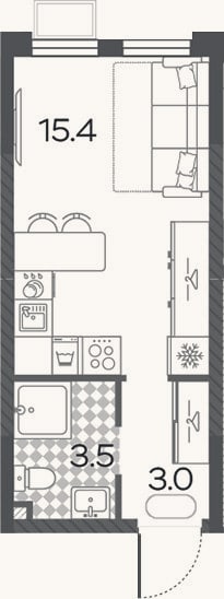 Планировка: Студия, 21,9 м²