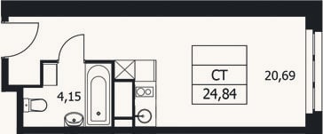 Планировка: Студия, 24,8 м²