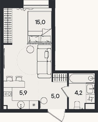 Планировка: Студия, 30,1 м²